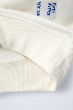 ZARA КОМПЛЕКТ ИЗ ТОЛСТОВКИ С НАДПИСЬЮ И ЛЕГИНСОВ FLARE, ЭКРЮ