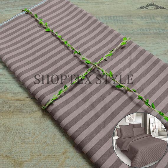 Поплин-страйп, цв.Коричневый | ш.220 см | 115 г/м² | хлопок-100%