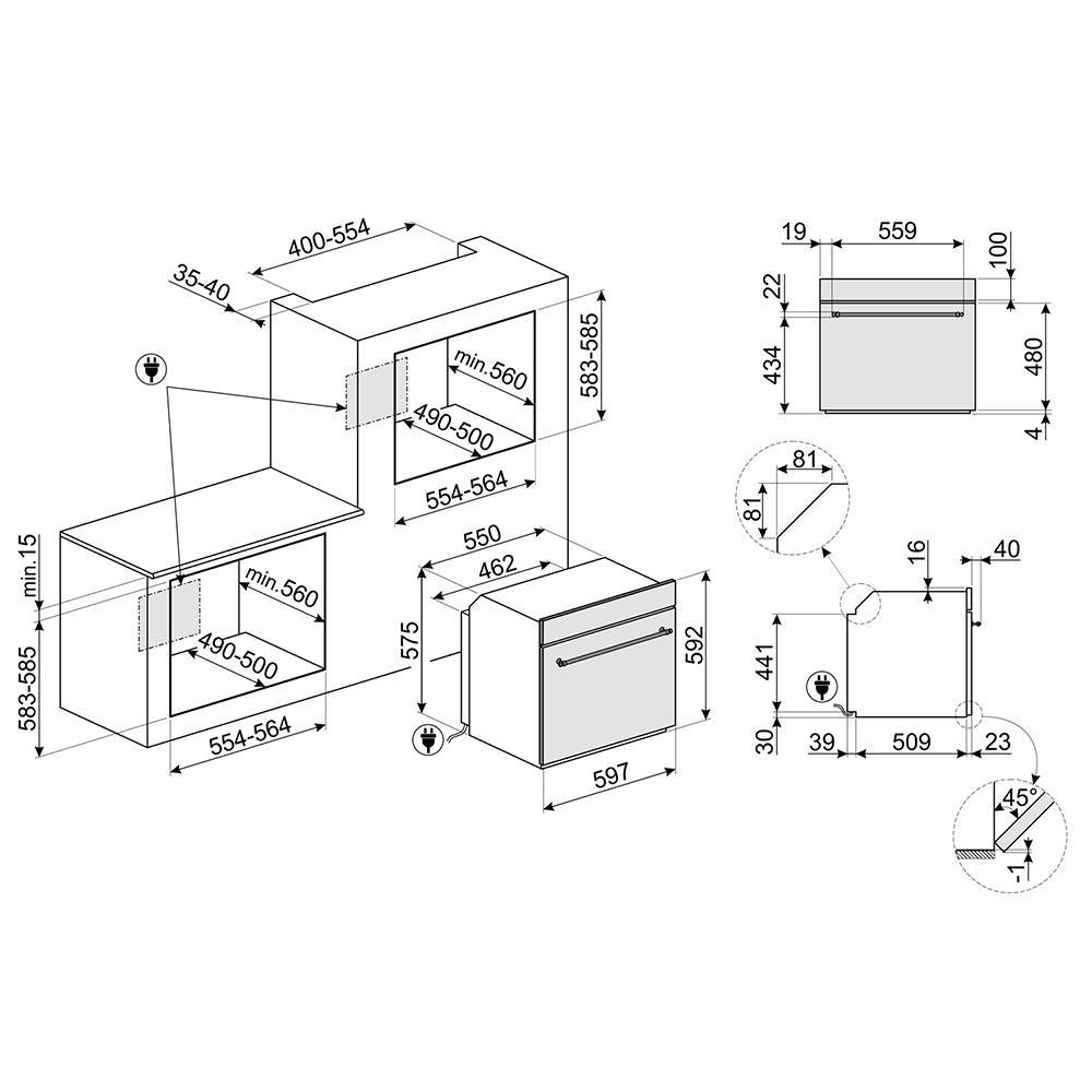 Многофункциональный духовой шкаф с функцией пиролиза Smeg SFP805AO