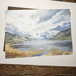 Картина акварельная авторская в паспарту 30х40 см на стену для интерьера "Лох-Несс. Шотландия""