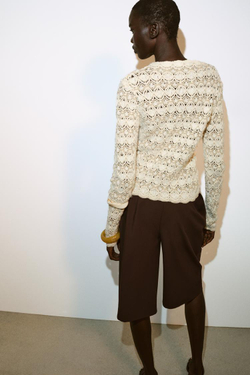 ZARA ДЖЕМПЕР СТРУКТУРНОЙ ВЯЗКИ, ЭКРЮ