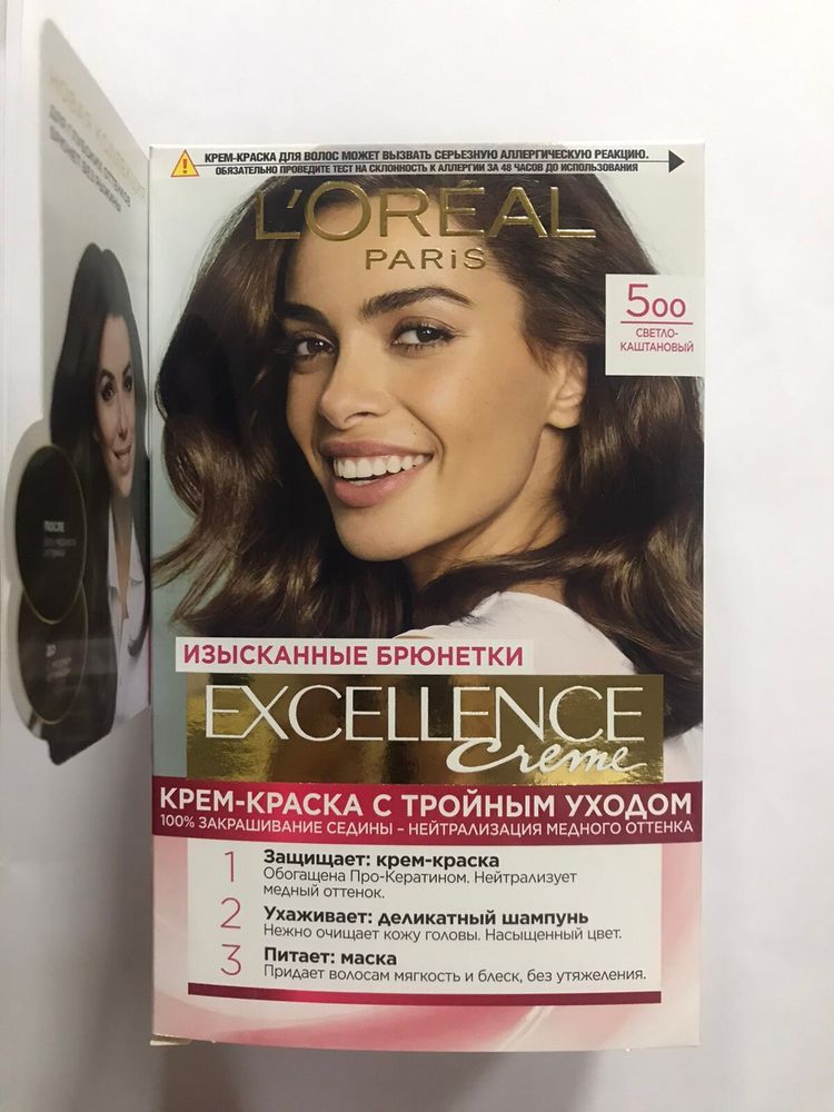 L&#39;Oreal Paris Краска для волос Excellence-Crème, тон №500, Светло-каштановый, 48 мл, н/д