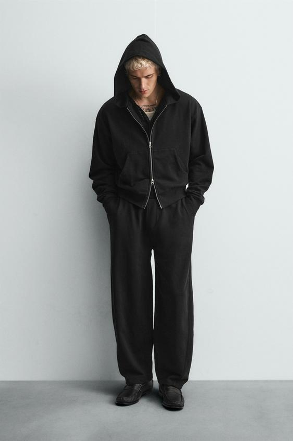 ZARA БРЮКИ-ДЖОГГЕРЫ BALLOON FIT, ЧЕРНЫЙ