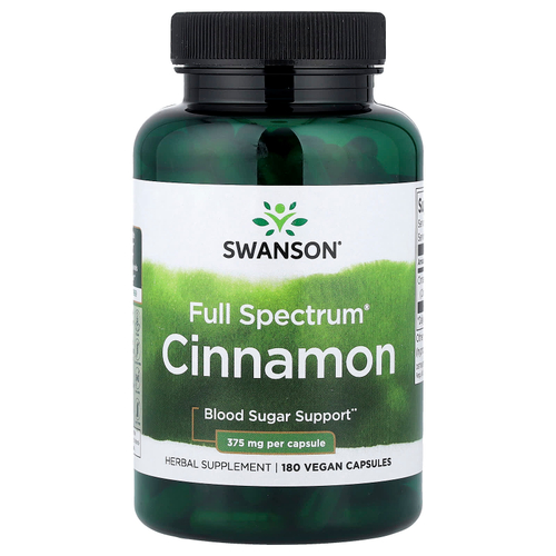 Swanson Vitamins, корица Full Spectrum®, 180 веганских капсул (375 мг в 1 капсуле)