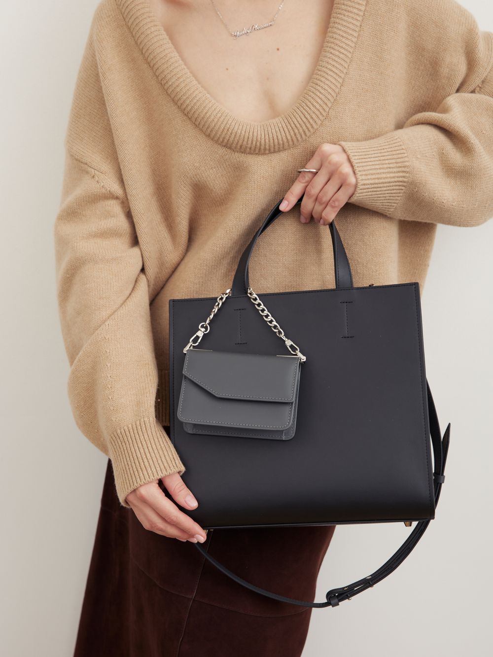 ШОППЕР КВАДРАТНЫЙ ЧЕРНЫЙ|ГРАФИТ|Т.КОРИЧНЕВЫЙ