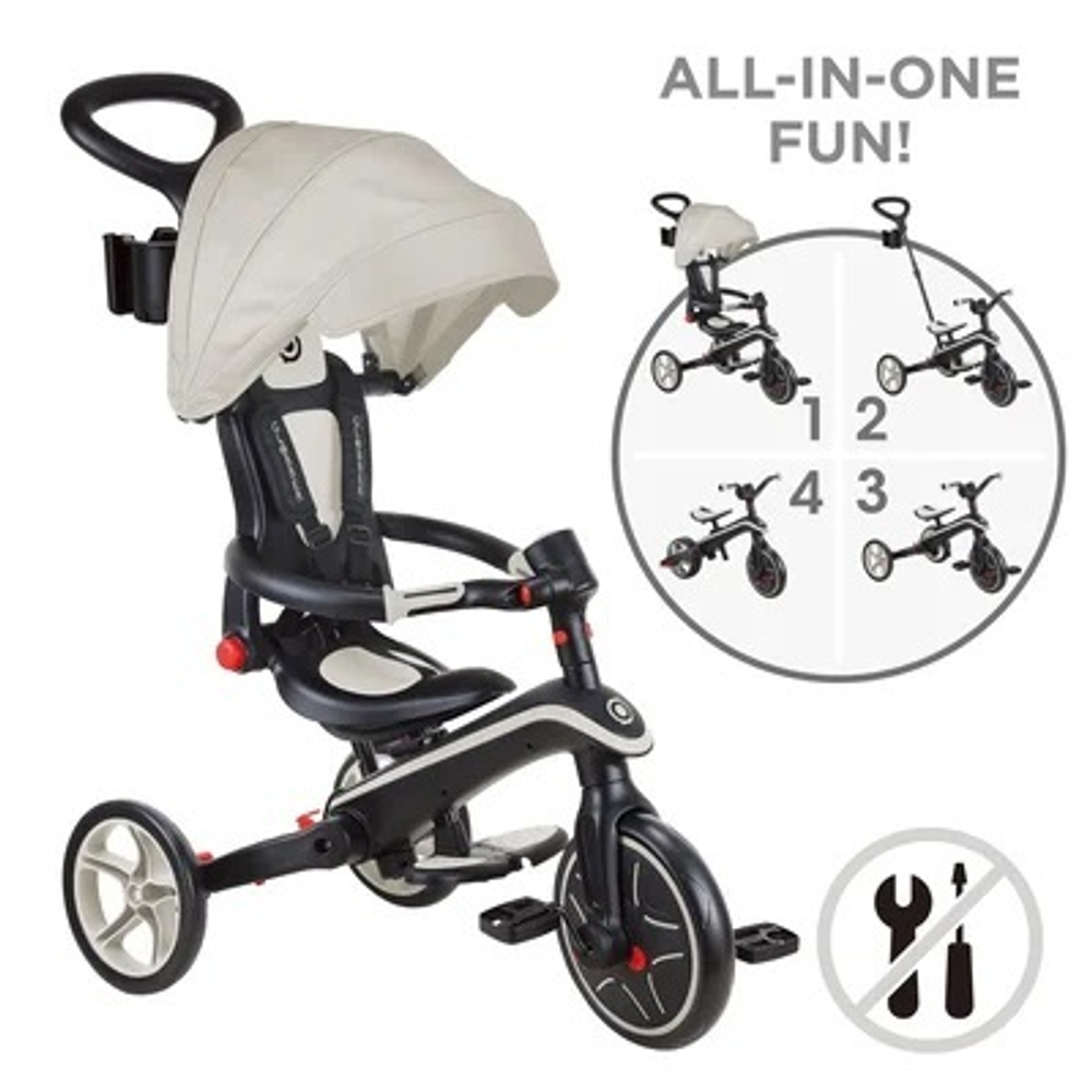 Велосипед-беговел Globber Trike Explorer Foldable 4 в 1 Taupe