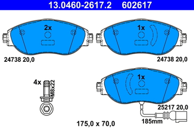 ATE - 13046026172-ATE - Brake Pad Set, disc brake