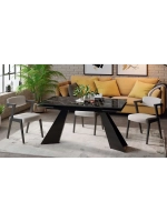 Стол кухонный Черный муар мрамор140(200)х80х77 см