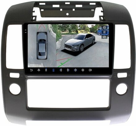 Магнитола для Nissan Navara D40 2004-2014 (кондиционер) - FarCar BX3066M-360 монитор 9.5" 2K QLED на Android 13, 6Гб+128Гб, CarPlay, 4G SIM-слот, 4 камеры в комплекте