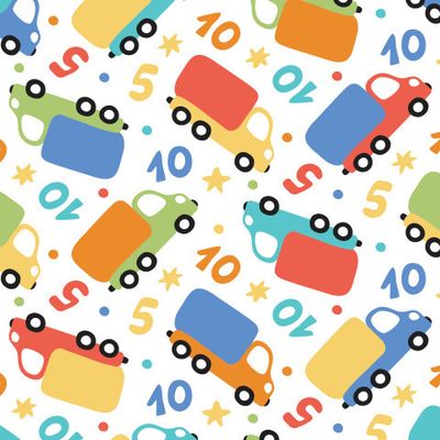 Buy kids fabric car trucks numbers bright