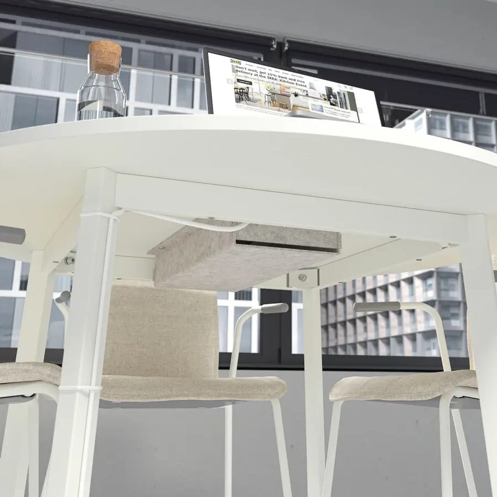 Стол для переговоров круглый - MITTZON IKEA /ИКЕА МИТТЗОН , 120х75 см, белый
