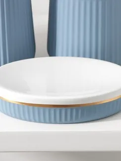 Набор аксессуаров для ванной комнаты SAVANNA Grace, 3 предмета (дозатор для мыла 290 мл, стакан, мыльница), цвет голубой,белый