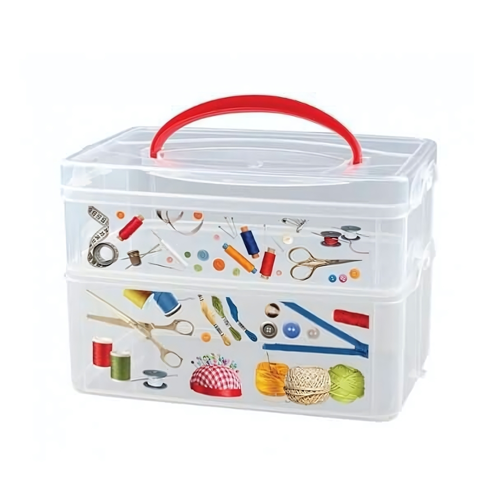 Коробка универсальная с ручкой и декором "multi box" 2 секции, 245х160х165 мм, (2л+3л) (бесцветный)