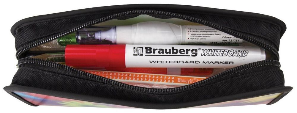 Пенал-косметичка BRAUBERG, с эффектом 3D, пластик, "Цветы", 22х10х5 см, 227301