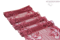 Эластичное кружево, 23 см, винное, (Арт: EK-2525), м