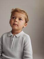 Джемпер с воротником на молнии для мальчика Next K82-656, Светло-серый