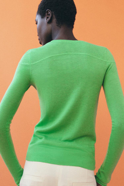 ZARA СВИТЕР ИЗ ТОНКОЙ СМЕСОВОЙ ШЕРСТИ, ЗЕЛЕНЫЙ