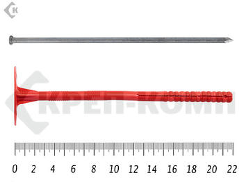 Дюбель "Гриб" с металлическим стержнем 10х220 IZM Teсh-KREP R10 (400шт) Tech-KREP