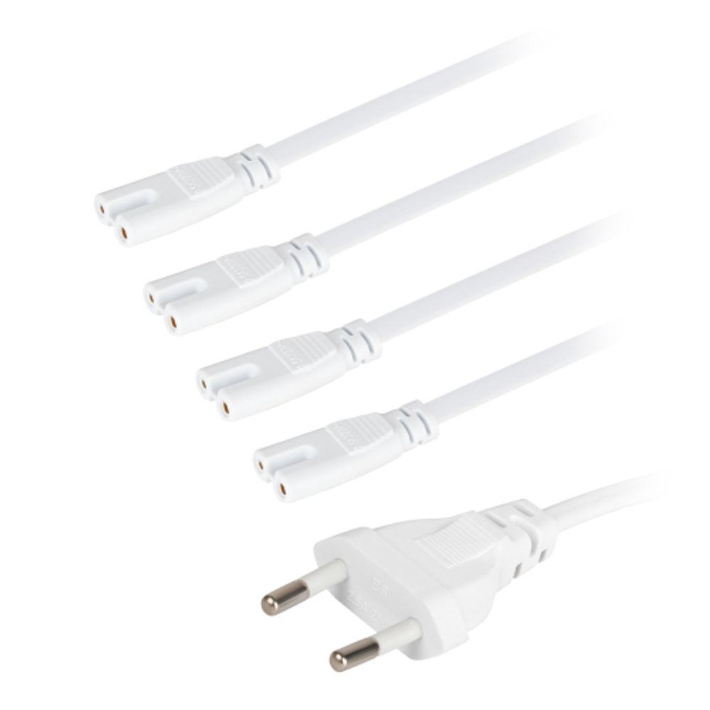 Разветвитель сетевой для линейных светильников ЭРА 4х IEC C7 2pin+timer на 4 точки с таймером 4, 8, 12H 2 м