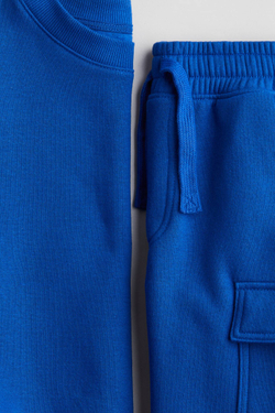 H&M Комплект из толстовки и шорт, ярко-синий