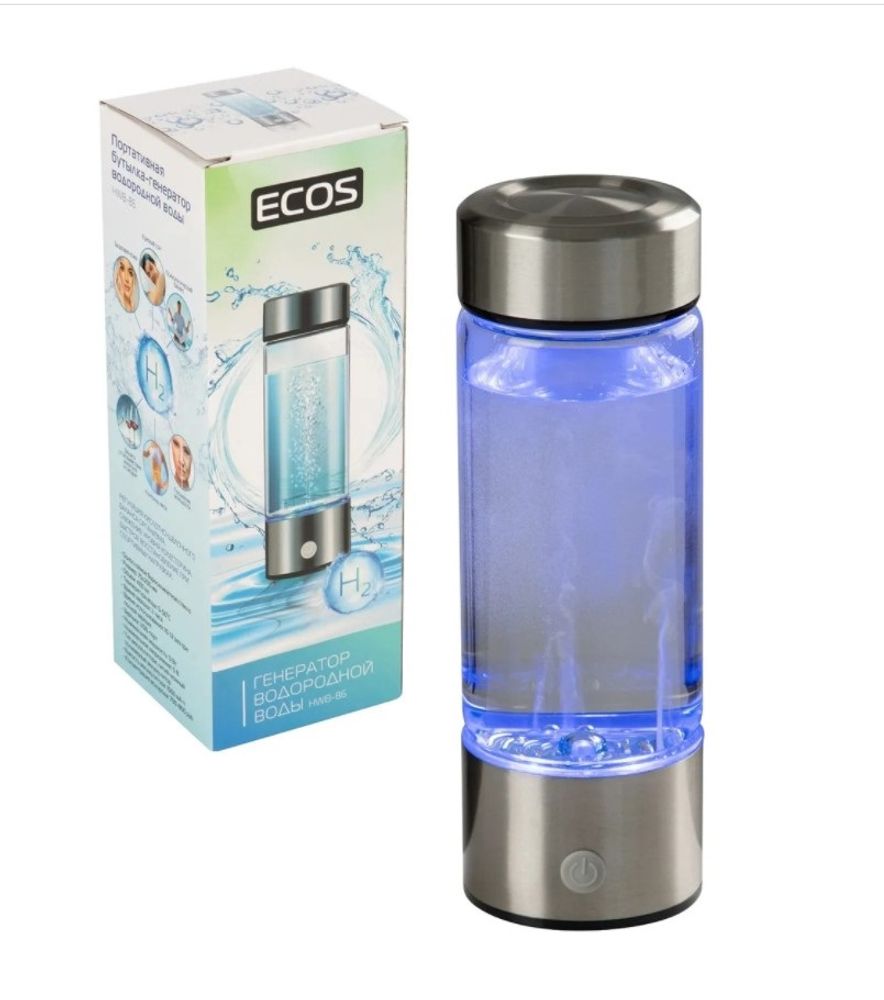 Портативная бутылка-генератор ECOS Hydrogen bottle водородной воды 400мл, аккумулятор, мощн. 5Вт