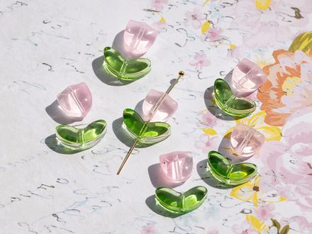 Бусина-комплект "Тюльпан" стекло