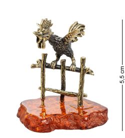 Народные промыслы AM-1574 Фигурка «Петух будильник» (латунь, янтарь)