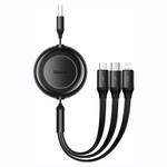 Кабель Baseus Bright Mirror II Series Retractable 3in1 Fast Charging Data Cable USB to M+L+C 3.5A 1.1m - Black