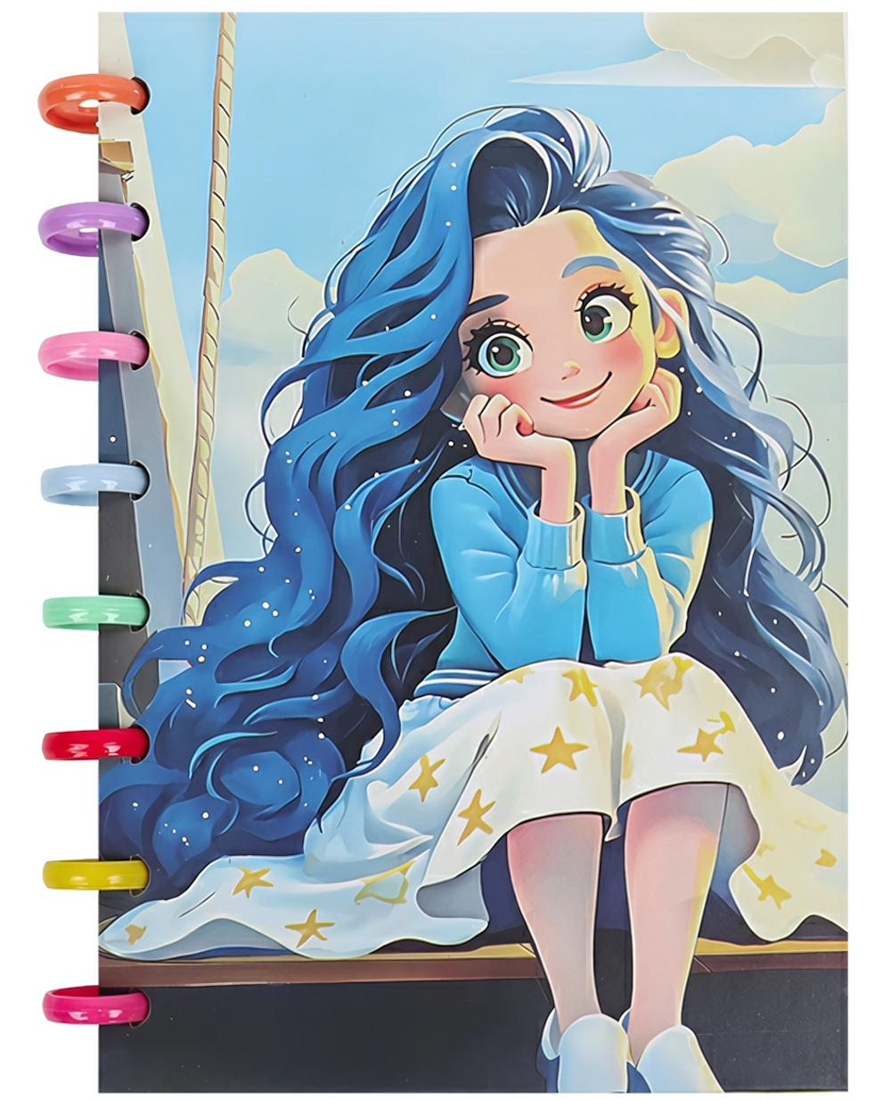 Блокнот 15,5*21см. 80л. клетка "Девочка" на пластиковых кольцах (Darvish)