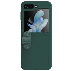 Чехол зеленого цвета (Exuberant Green) с мягким силиконовым покрытием от Nillkin для Samsung Galaxy Z Flip 5, серия Flex Flip