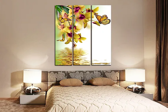 Модульная картина " Бабочка на цветке"