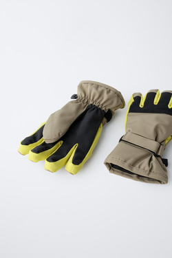 ZARA ПРОТИВОСКОЛЬЗЯЩИЕ, ВЕТРОЗАЩИТНЫЕ ПЕРЧАТКИ - SKI COLLECTION, ЗЕЛЕНЫЙ