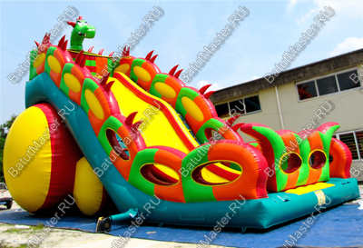 Батут-горка "Дракон 3" с шипами, два входа 11*6*8,5 м