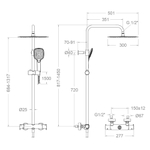 Душевая термостатическая система без излива с регулировкой высоты, BLAUTHERM 945412RPK300GR графит