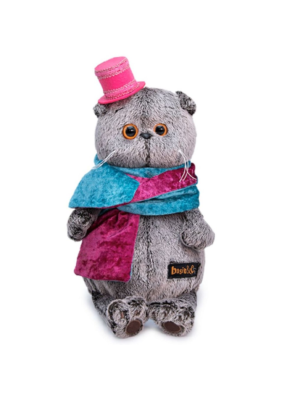 Мягкая игрушка Басик в бархатном кашне 22 см