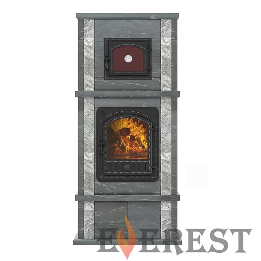 Печь-камин с духовкой EVEREST «KAFA» Талькохлорит