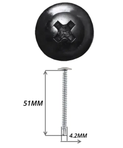 Саморезы прессшайба 4,2х51 мм сверло Черный RAL-9005 (100 шт) ЁЖкрепЁЖ.