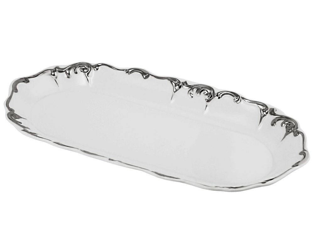 Lenardi 666-395 Овальное блюдо 37см ARGENTO в под.уп.(х12)Фарфор