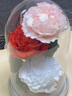 Клош с пионами розовый, красный, белый