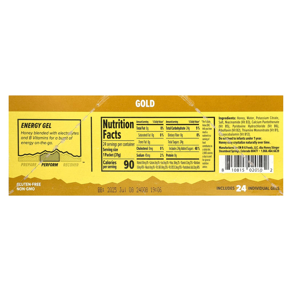 Honey Stinger, Энергетический гель, золото, 24 пакетика по 31 г (1,1 унции)