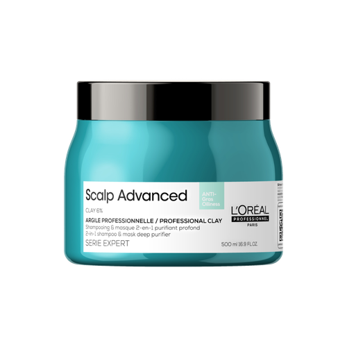 L'Oreal Professionnel SCALP ADVANCED 2-в-1 глубоко очищающий шампунь-маска для кожи головы , склонной к жирности , 500 мл.