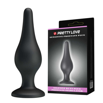 Анальная пробка на присоске среднего размера PrettyLove Sensitive Prostate Plug (Цвет: черный)
