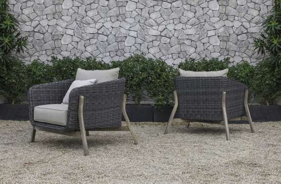 Комплект уличной мебели Jura из массива акации, алюминия и ротанга, серый, антрацит