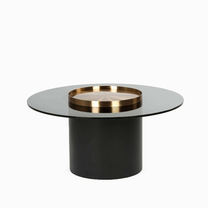 Кофейный столик Nille диаметр 80 сталь, закаленное стекло, черный