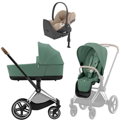 Коляска Cybex Priam IV Chrome Brown complete Cloud T Cozy Beige Plus Base T 4 в 1 Leaf Green