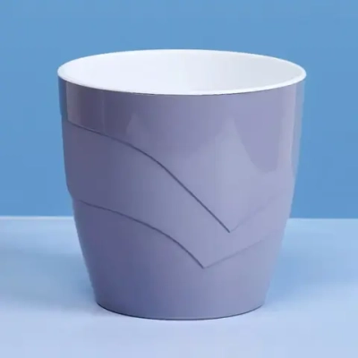 Кашпо для цветов пластиковое 2,8л d-17см «Грация» со вставкой серый шёлк