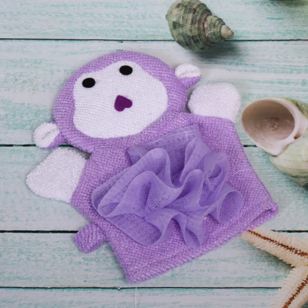 Мочалка-варежка для тела «Ультрамарин - Обезьянка», мягкая, цвет фиолетовый, 21*16см