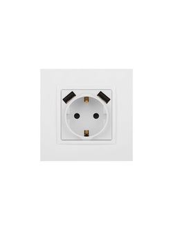 Розетка 16А 250В 2P+E с 2хUSB 5В-3А защ. шторки Elegance бел. 14-4109-01 ЭРА Б0047867