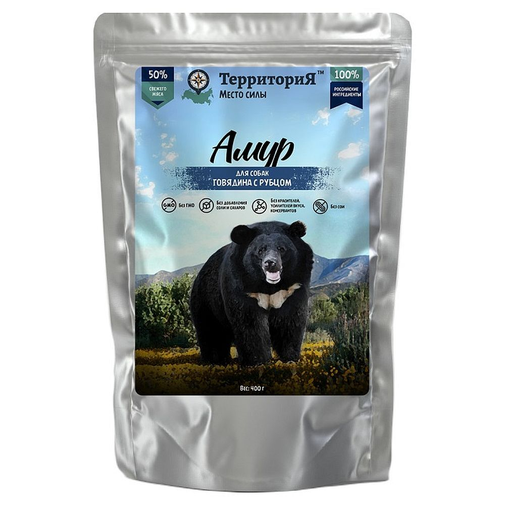 ТерриториЯ Амур для собак, Говядина с рубцом, пауч 400г