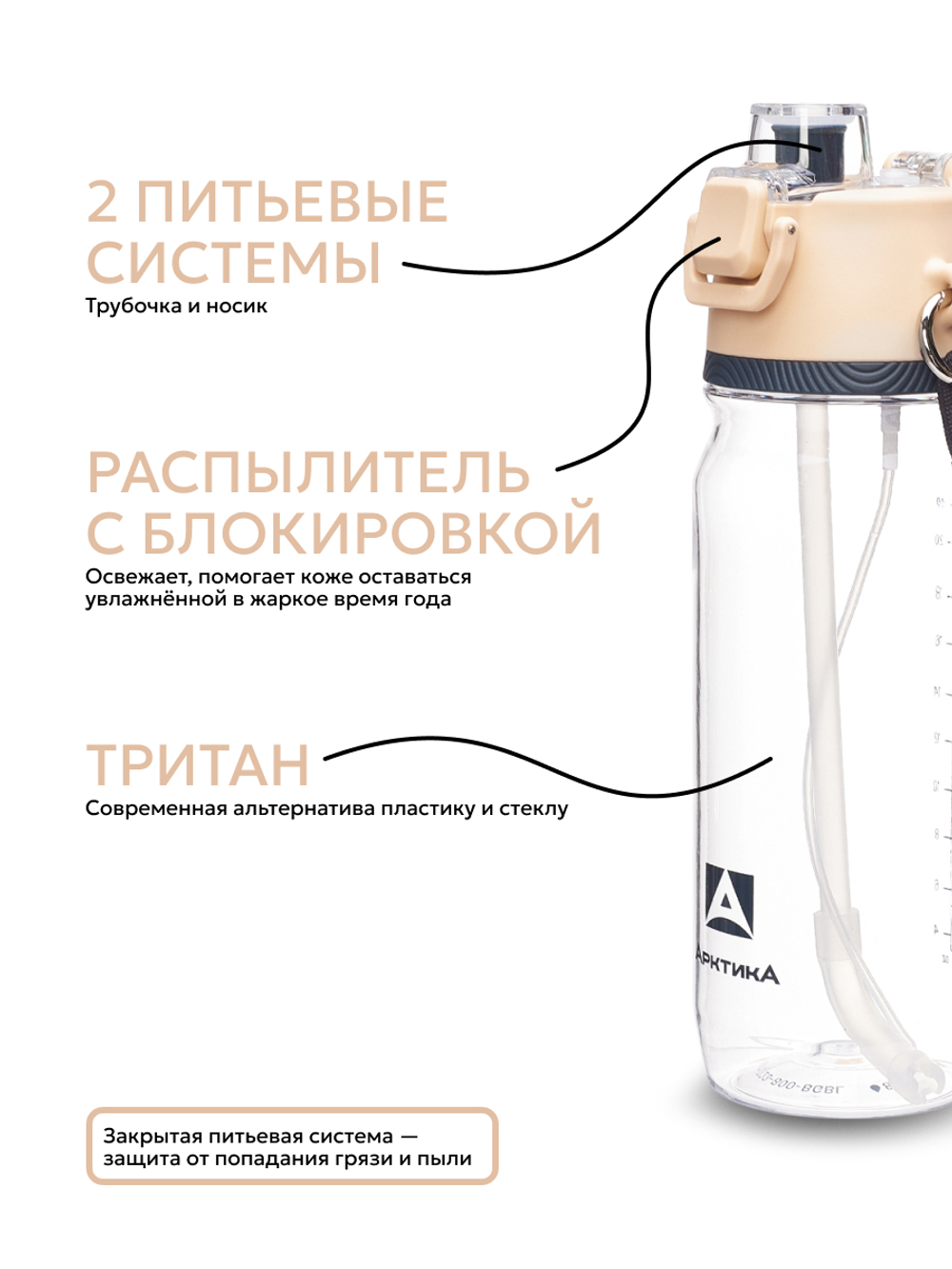 723 Тритановая бутылка для воды с распылителем на 0.8л